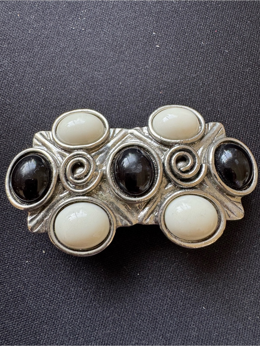 Two-Tone Black and Cream Statement Brooch